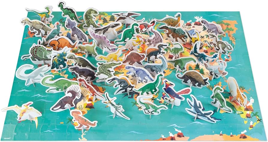 Dinosaurios del Mundo 3D Mapamundi 250 pcs Janod en Panamá